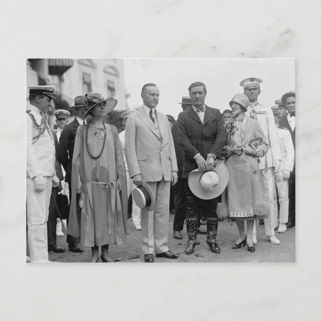 President Coolidge and Tom Mix with Their Wives Postcard (Front)