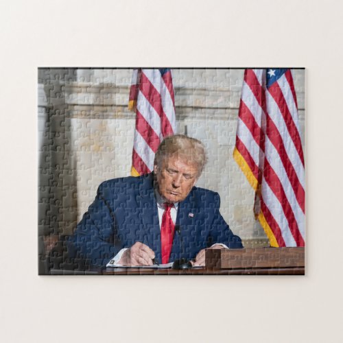 President Donald J Trump at Desk Jigsaw Puzzle