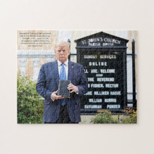 President Donald J Trump Bible at Damaged Church Jigsaw Puzzle