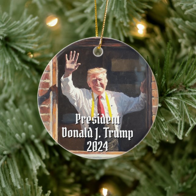 President Donald J. Trump Fast Food Funny 2024 Ceramic Ornament (Tree)