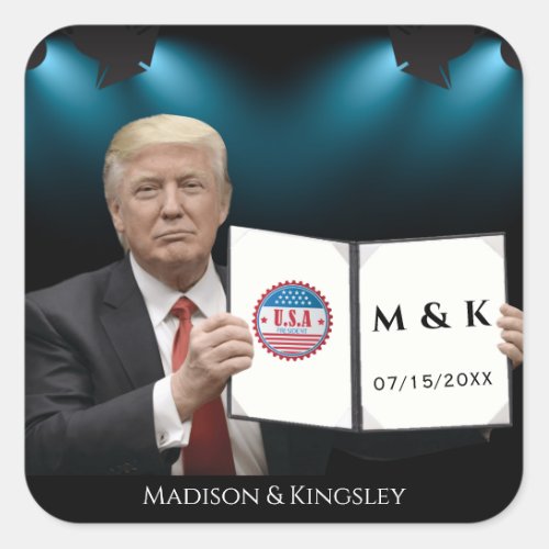President Donald J Trump Wedding Square Sticker