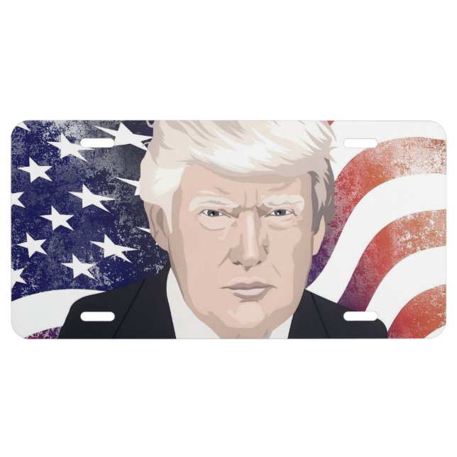 President Donald John Trump USA flag 45th License Plate (Front)