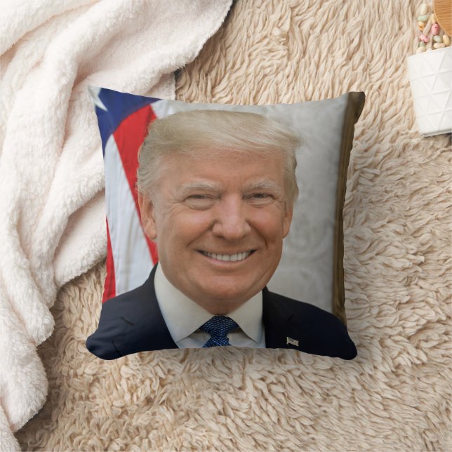President Donald Trump 2017 Official Portrait Throw Pillow (Blanket)