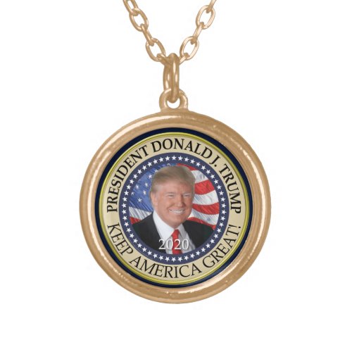 President Donald Trump 2020 Keep America Great Gold Plated Necklace