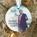 President Donald Trump 2023 Thumbs Up Naval Ship Ornament