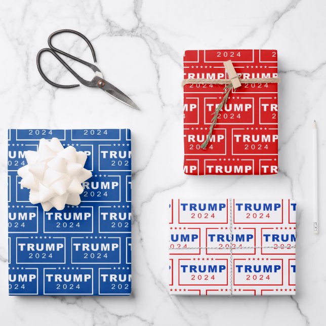 President Donald Trump 2024 Patriotic Christmas Wrapping Paper Sheets (Front)