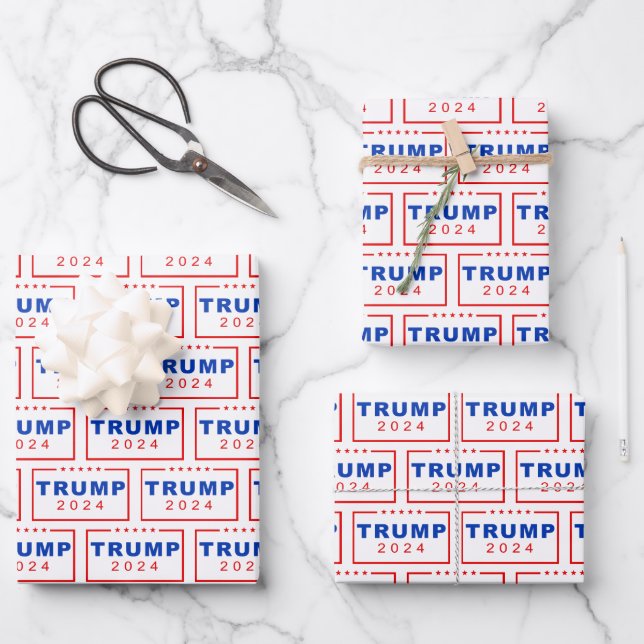 President Donald Trump 2024 Patriotic Christmas Wrapping Paper Sheets (Front)