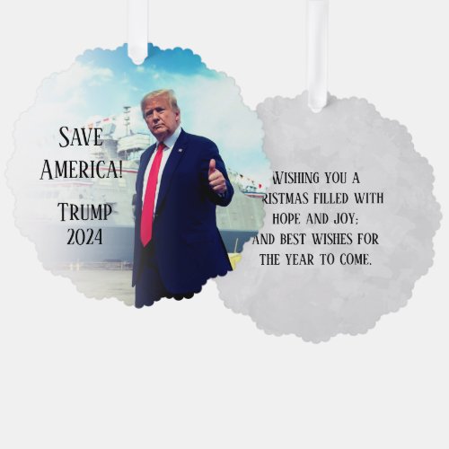 President Donald Trump 2024 Save America Ship Ornament Card