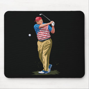 President Donald Trump 2025 Golf Us American Flag Mouse Pad