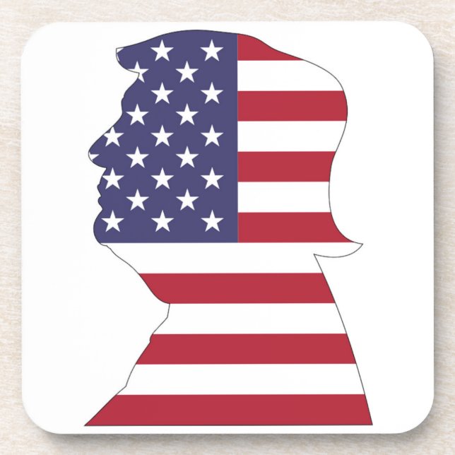 PRESIDENT DONALD TRUMP AMERICAN FLAG DRINK COASTER (Front)