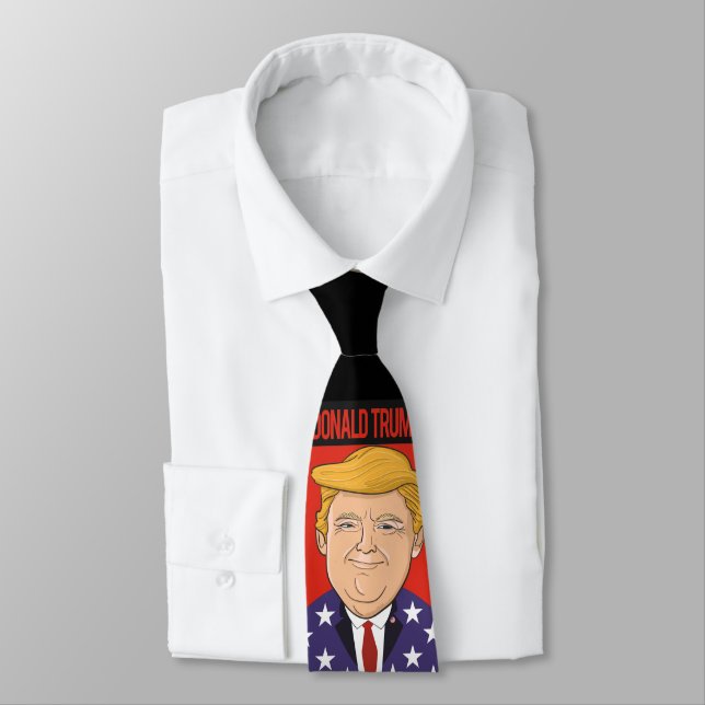 President Donald Trump. American flag. Neck Tie (Tied)