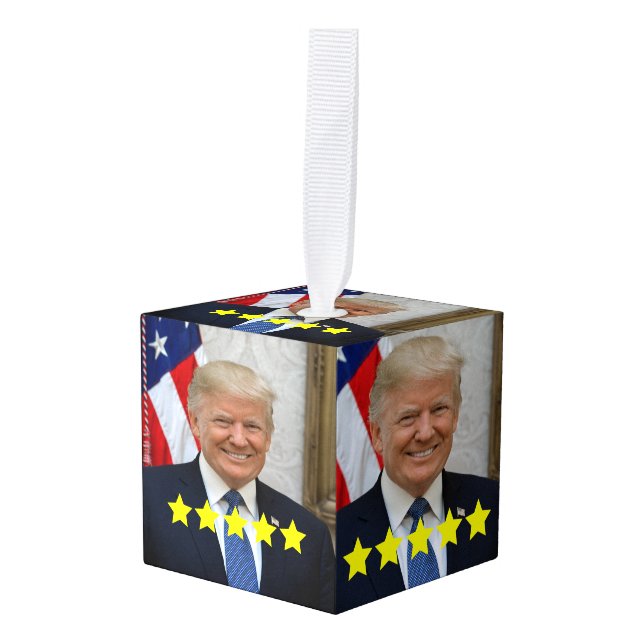 President Donald Trump Approval Rating Cube Ornament (Front Angled)