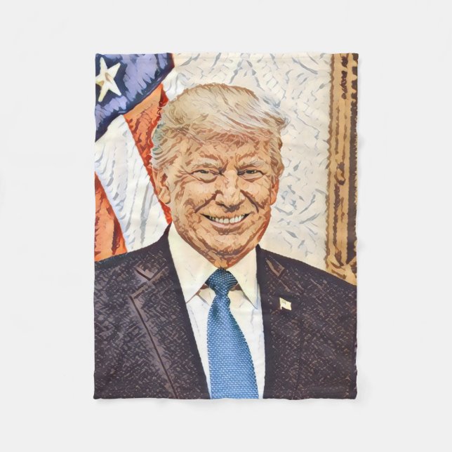 President Donald Trump Art Fleece Blanket Small (Front)