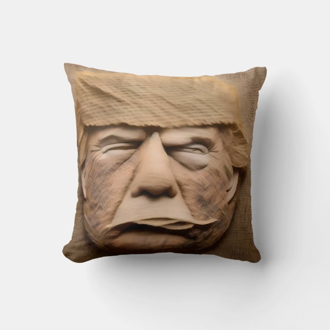 PRESIDENT DONALD TRUMP BURLAP DESIGN THROW PILLOW (Front)