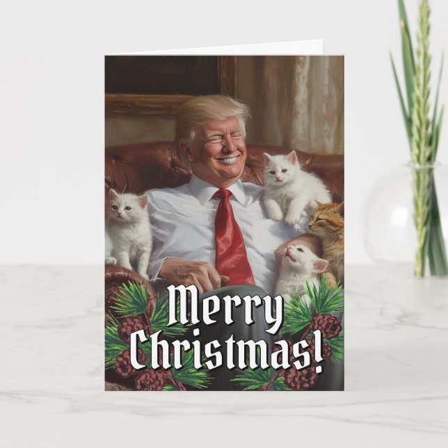 President Donald Trump Cats Kittens Christmas Holiday Card (Front)