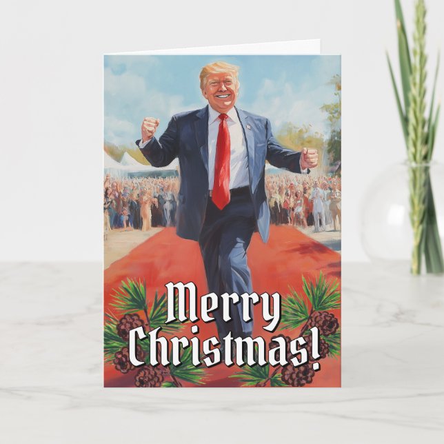 President Donald Trump Dance Funny Christmas Holiday Card (Front)