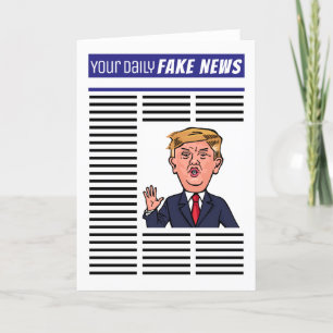 President Donald Trump Fake News Funny Cartoon Holiday Card