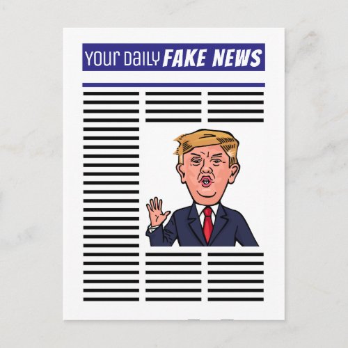 President Donald Trump Fake News Funny Cartoon Postcard