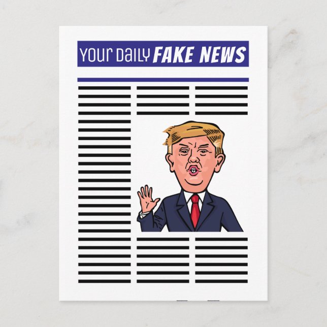 President Donald Trump Fake News Funny Cartoon Postcard (Front)