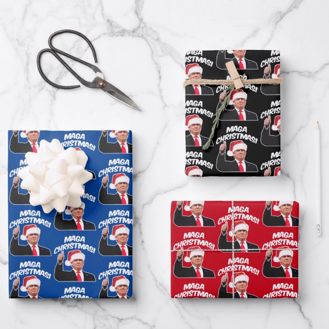 President Donald Trump Fun Christmas Wrapping Paper Sheets (Front)
