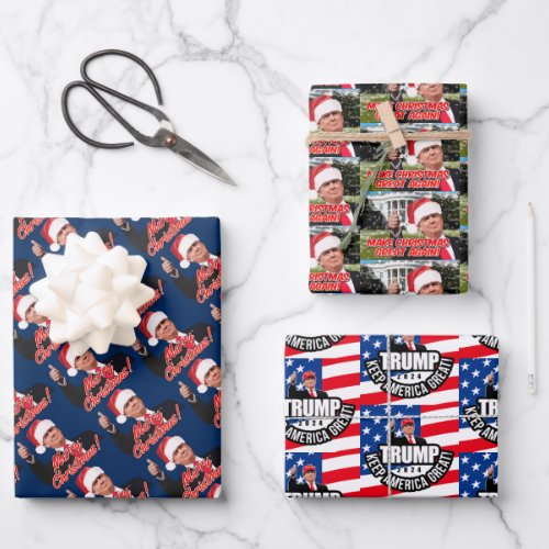 President Donald Trump Fun Christmas Wrapping Paper Sheets