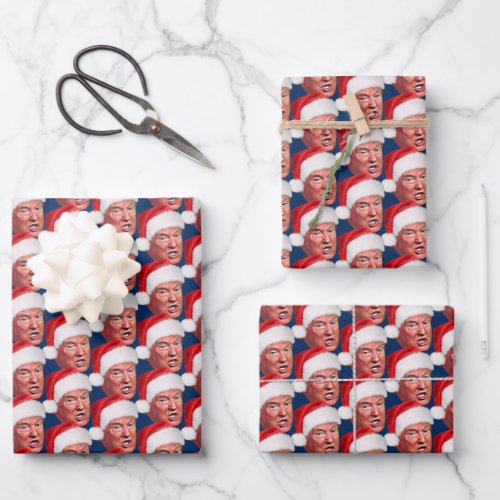 President Donald Trump Fun Kitsch Christmas Wrapping Paper Sheets