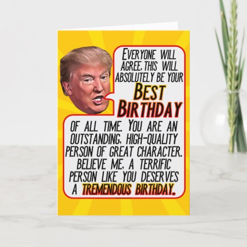President Donald Trump Funny Best Birthday Holiday Card