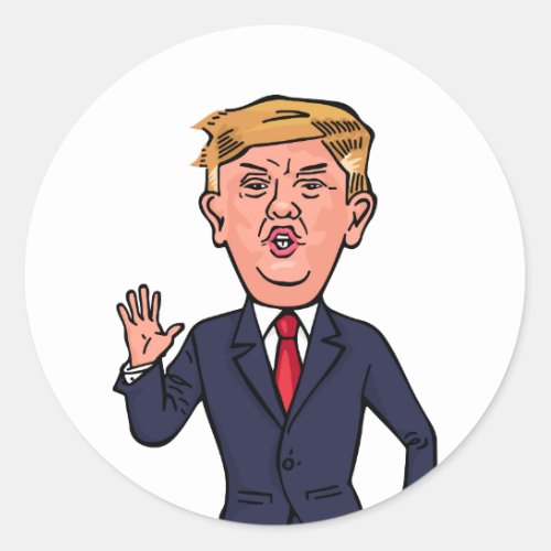 President Donald Trump Funny Speech Cartoon USA Classic Round Sticker