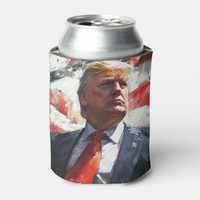 President Donald Trump Gift Painting Style AI Can Cooler (Can Front)
