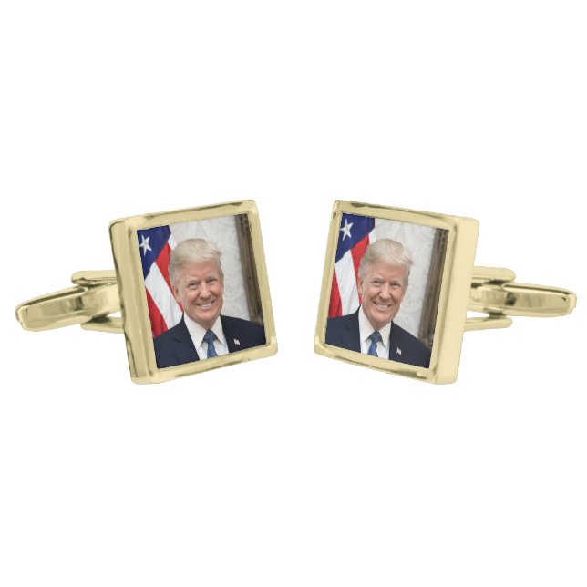 President Donald Trump Gold Cufflinks (Angled)