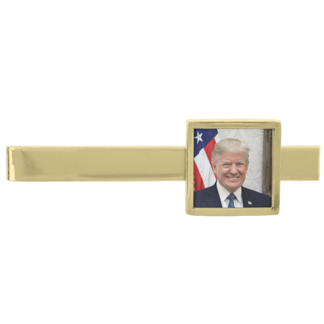 President Donald Trump Gold Finish Tie Bar (Front)