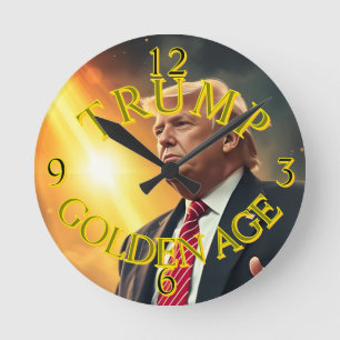 PRESIDENT DONALD TRUMP GOLDEN AGE ROUND CLOCK