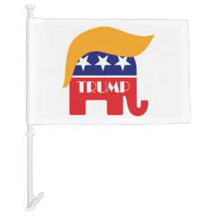 President Donald Trump GOP Elephant Hair Car Flag