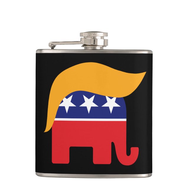 President Donald Trump GOP Elephant Hair Hip Flask (Front)