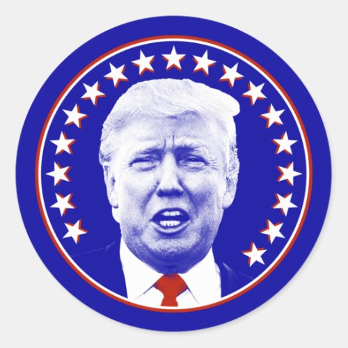 President Donald Trump in Blue Classic Round Sticker