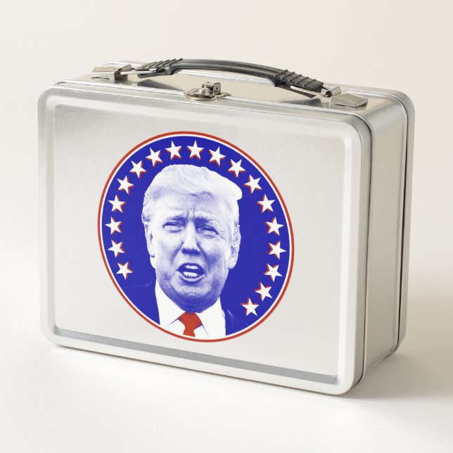 President Donald Trump in Blue Metal Lunch Box (Front)