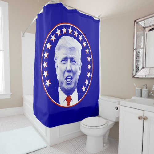 President Donald Trump in Blue Shower Curtain