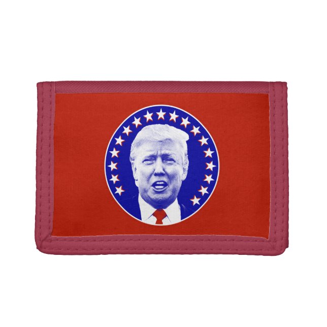President Donald Trump in Blue Trifold Wallet (Front)