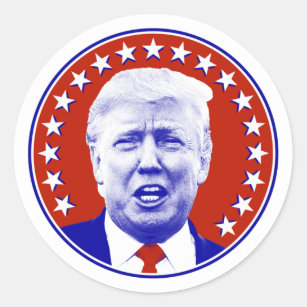 President Donald Trump in Red  Classic Round Sticker