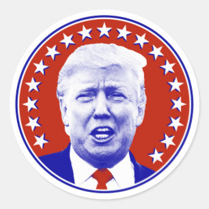 President Donald Trump in Red Classic Round Sticker