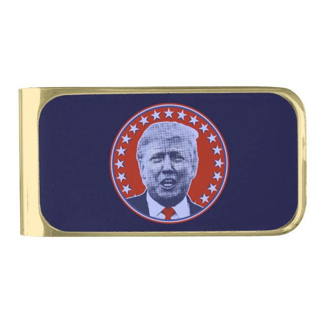 President Donald Trump in Red Gold Finish Money Clip (Front)