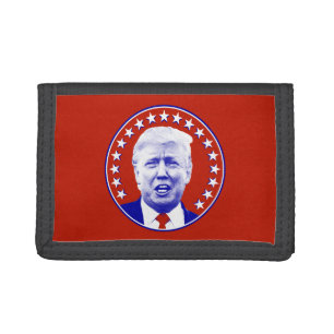 President Donald Trump in Red Trifold Wallet