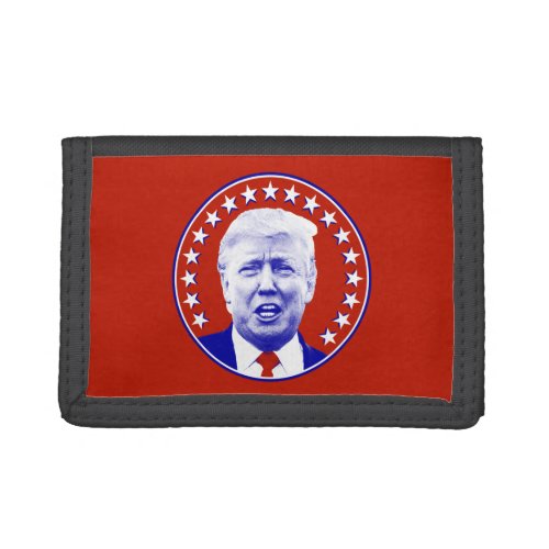 President Donald Trump in Red Trifold Wallet