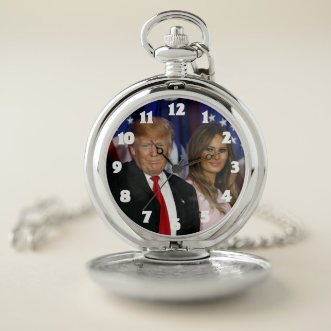 PRESIDENT DONALD TRUMP & MELANIA-2 POCKET WATCH (Inside)