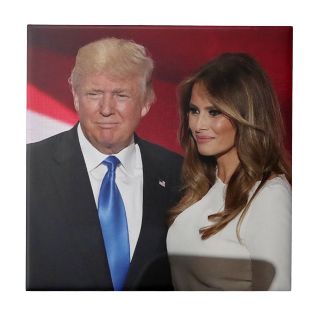 PRESIDENT DONALD TRUMP & MELANIA CERAMIC TILE (Front)