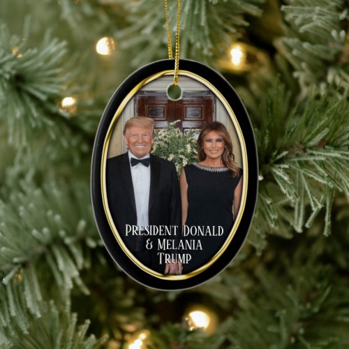 President Donald Trump  Melania Christmas Ceramic Ornament
