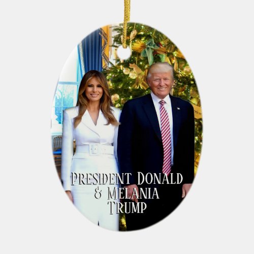 President Donald Trump  Melania Christmas Tree Ceramic Ornament
