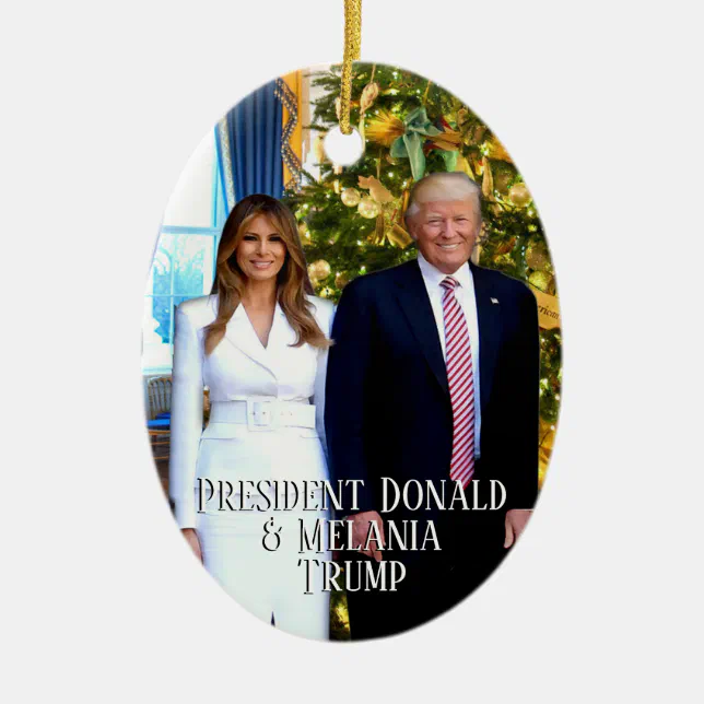 President Donald Trump & Melania Christmas Tree Ceramic Ornament Zazzle