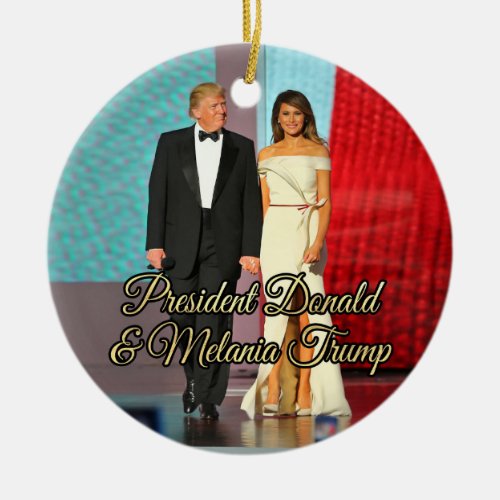 President Donald Trump  Melania Photo Ceramic Ornament