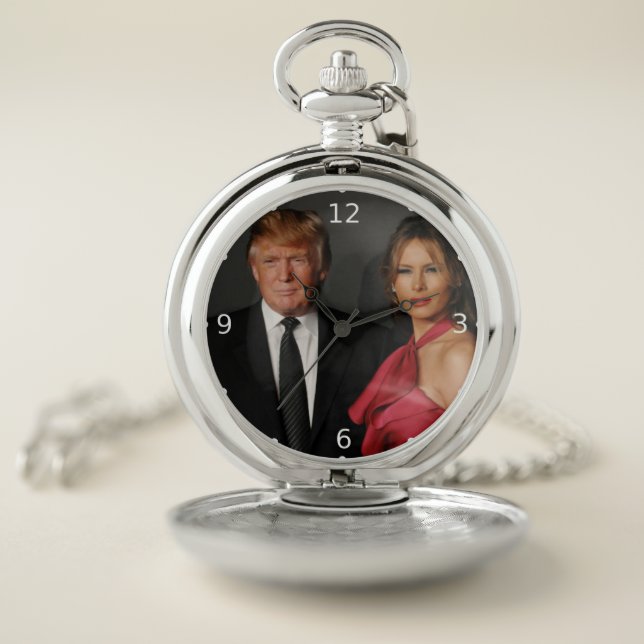 PRESIDENT DONALD TRUMP & MELANIA POCKET WATCH (Inside)